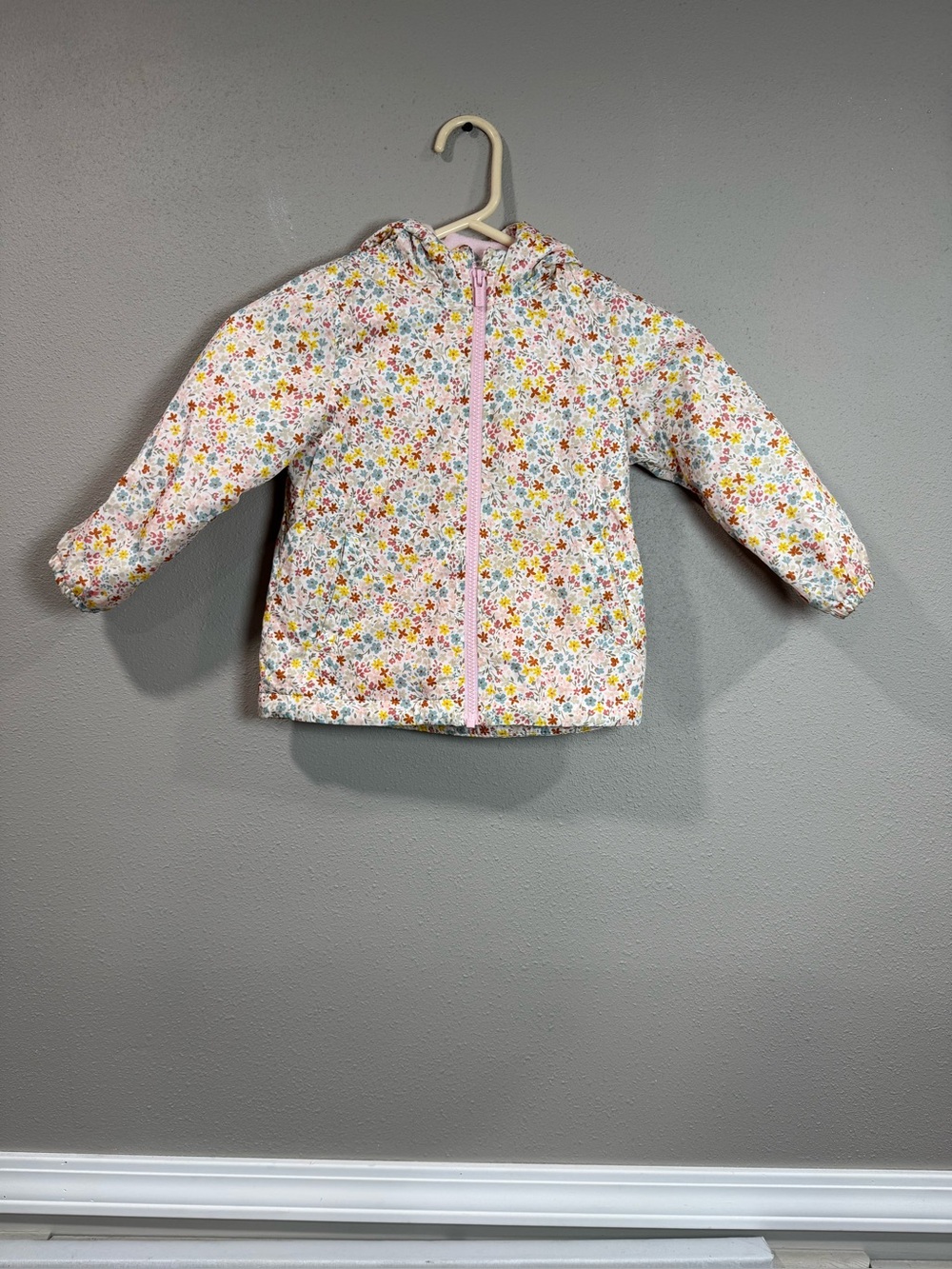 Girls' Floral Hooded Jacket - Pink Multicolor